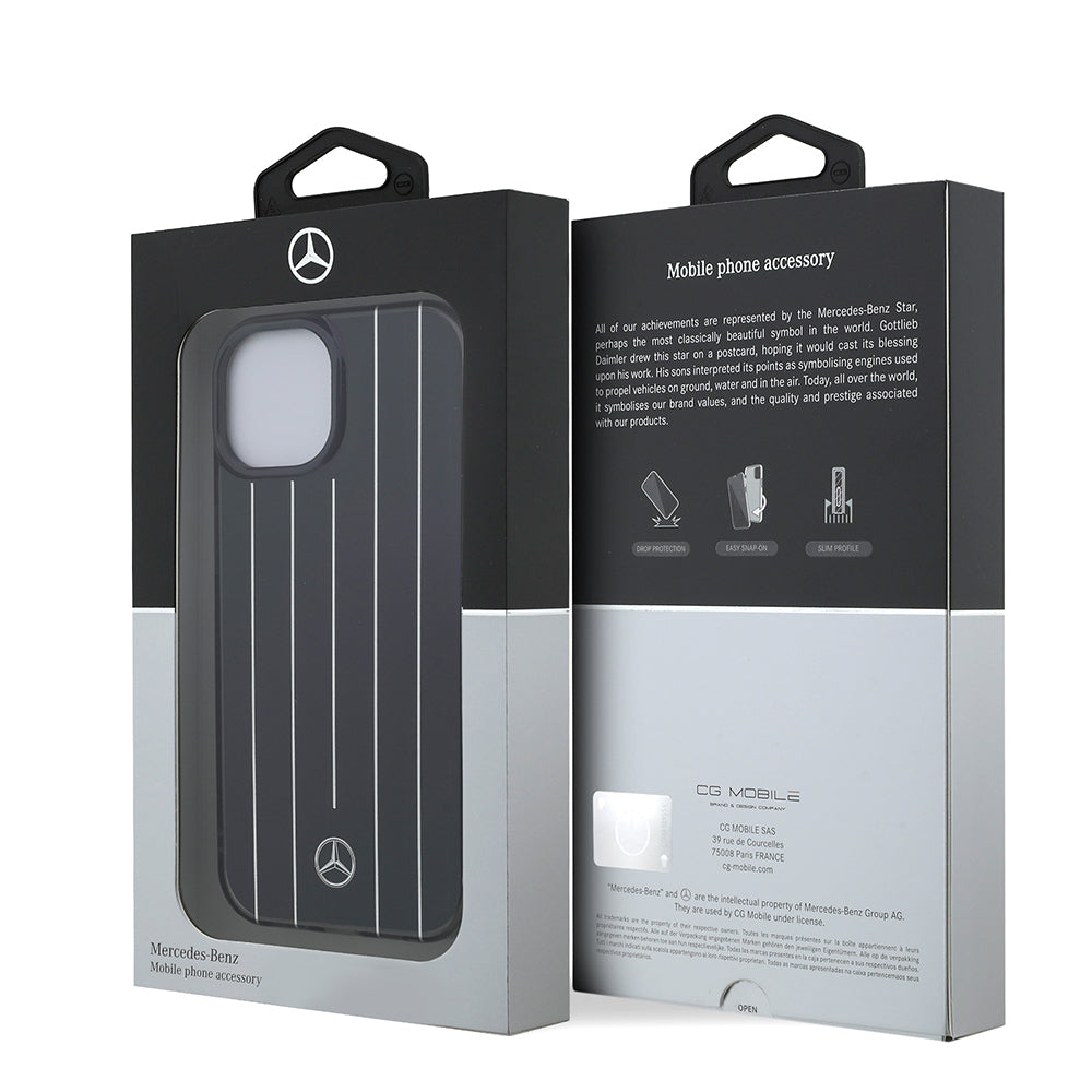 iPhone 15 Kılıf Mercedes Benz Orjinal Lisanslı New Urban 3 IML Baskılı Paralel Çizgi Desenli Kapak