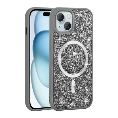 Apple iPhone 15 Kılıf Pırlanta Tasarımlı M-safe Şarj Özellikli Zore Mozaik Silikon Kapak