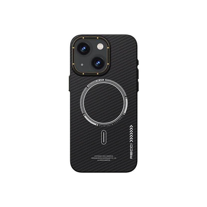 iPhone 15 Kılıf Recci Machinist Serisi M-safe Şarj Özellikli Magnetik Karbon Kapak