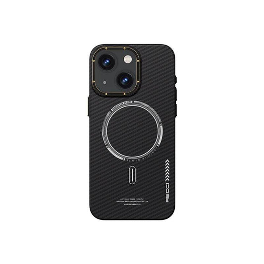 iPhone 15 Kılıf Recci Machinist Serisi M-safe Şarj Özellikli Magnetik Karbon Kapak