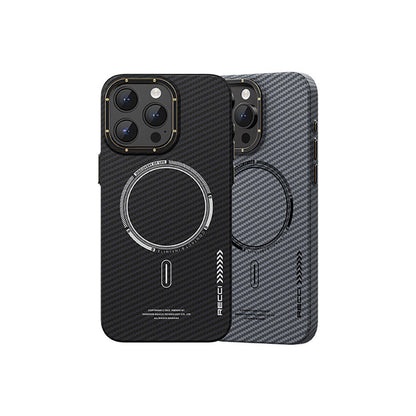 iPhone 15 Kılıf Recci Machinist Serisi M-safe Şarj Özellikli Magnetik Karbon Kapak