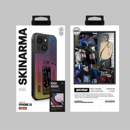 iPhone 15 Kılıf SkinArma Holografik Tasarımlı Standlı Deri Görünümlü Kira Kobai Kapak
