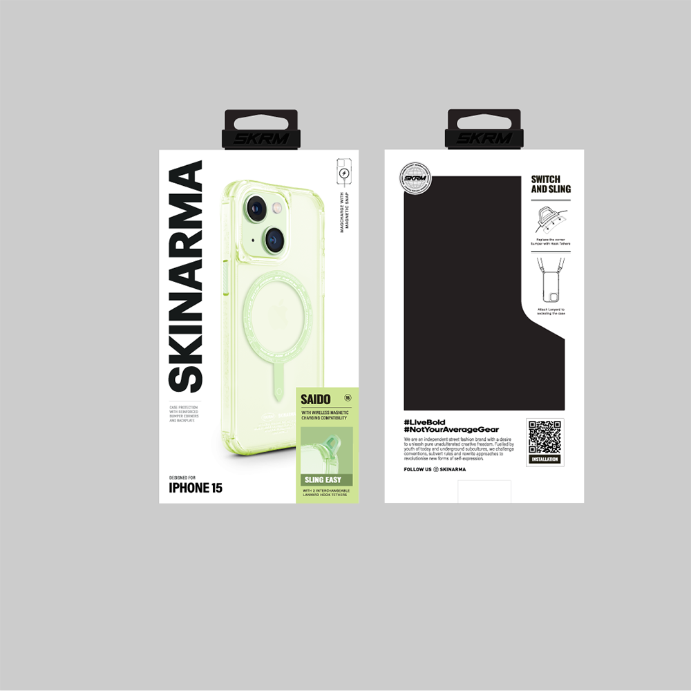 iPhone 15 Kılıf SkinArma Şeffaf Airbag Tasarımlı M-safe Şarj Özellikli Saido Kapak