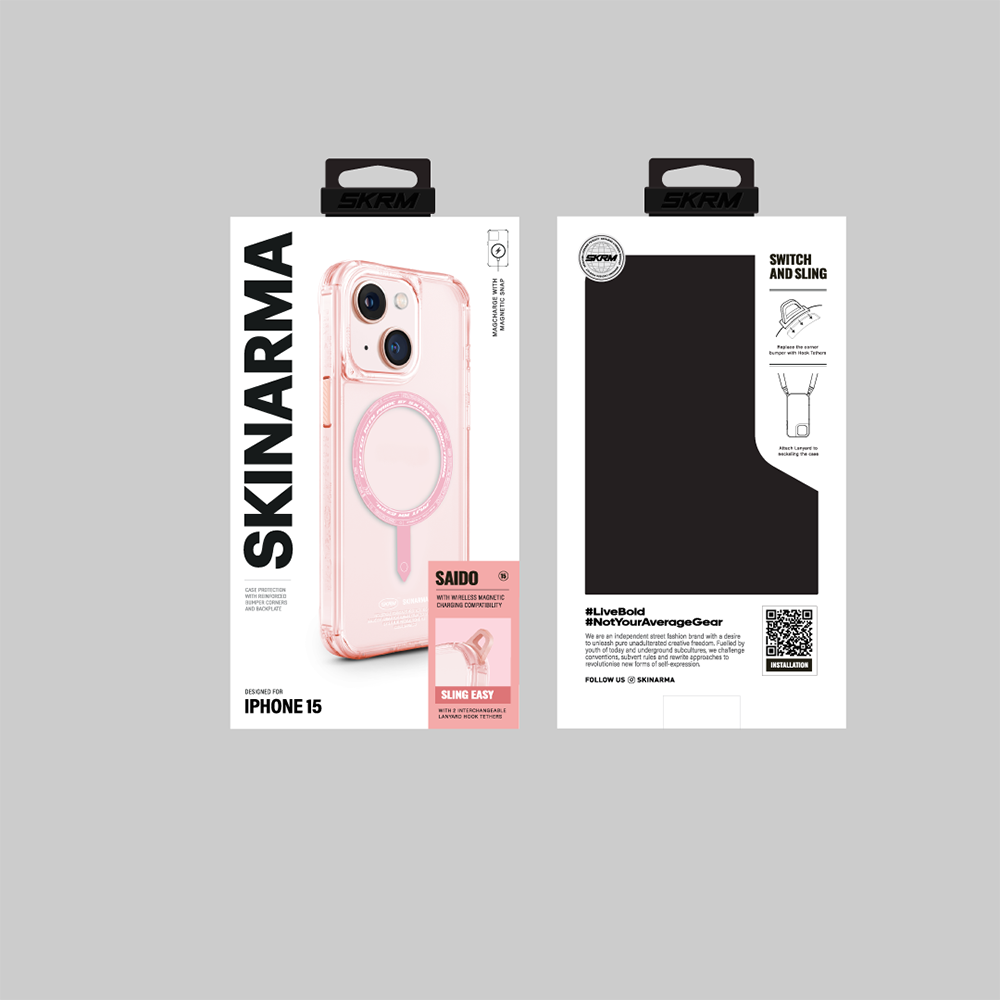 iPhone 15 Kılıf SkinArma Şeffaf Airbag Tasarımlı M-safe Şarj Özellikli Saido Kapak