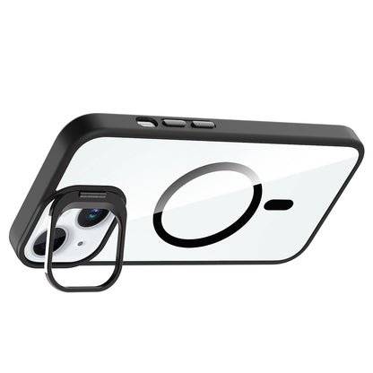 Apple iPhone 15 Kılıf Standlı ve Kamera Lens Hediyeli M-Safe Şarj Özellikli Zore Etro Kapak
