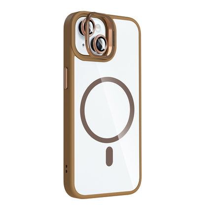 Apple iPhone 15 Kılıf Standlı ve Kamera Lens Hediyeli M-Safe Şarj Özellikli Zore Etro Kapak