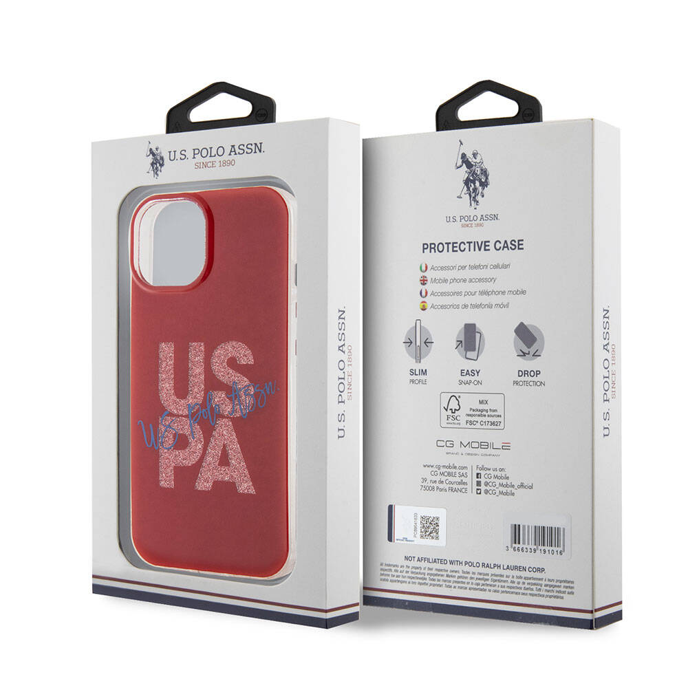 iPhone 15 Kılıf U.S. Polo Assn. Orjinal Lisanslı Simli Parlak Alfabe Tasarım Kapak