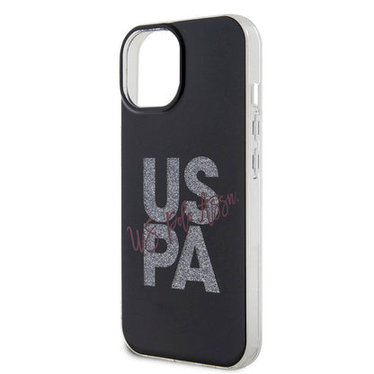 iPhone 15 Kılıf U.S. Polo Assn. Orjinal Lisanslı Simli Parlak Alfabe Tasarım Kapak
