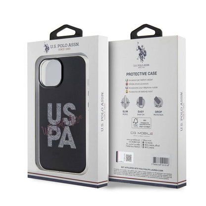 iPhone 15 Kılıf U.S. Polo Assn. Orjinal Lisanslı Simli Parlak Alfabe Tasarım Kapak