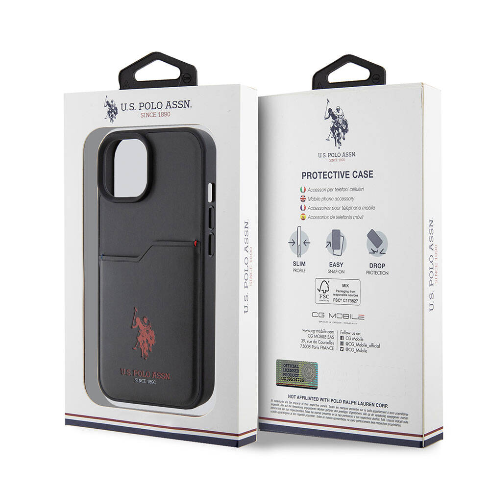 iPhone 15 Kılıf U.S. Polo Assn. Orjinal Lisanslı Baskı Logolu PU Kartlıklı Kapak