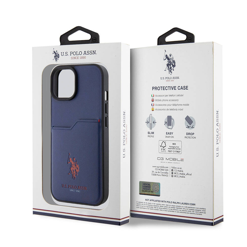 iPhone 15 Kılıf U.S. Polo Assn. Orjinal Lisanslı Baskı Logolu PU Kartlıklı Kapak