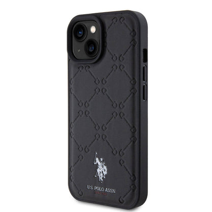 iPhone 15 Kılıf U.S. Polo Assn. Orjinal Lisanslı HS Desenli Baskı Logolu Suni Deri Kapak