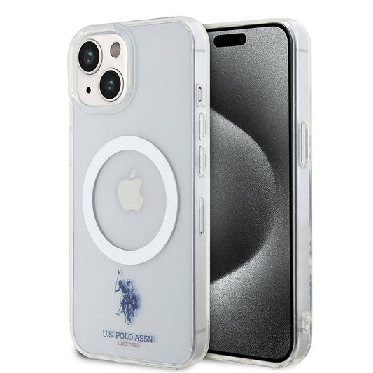iPhone 15 Kılıf U.S. Polo Assn. Orjinal Lisanslı M-safe Şarj Özellikli Transparan Tasarım Kapak