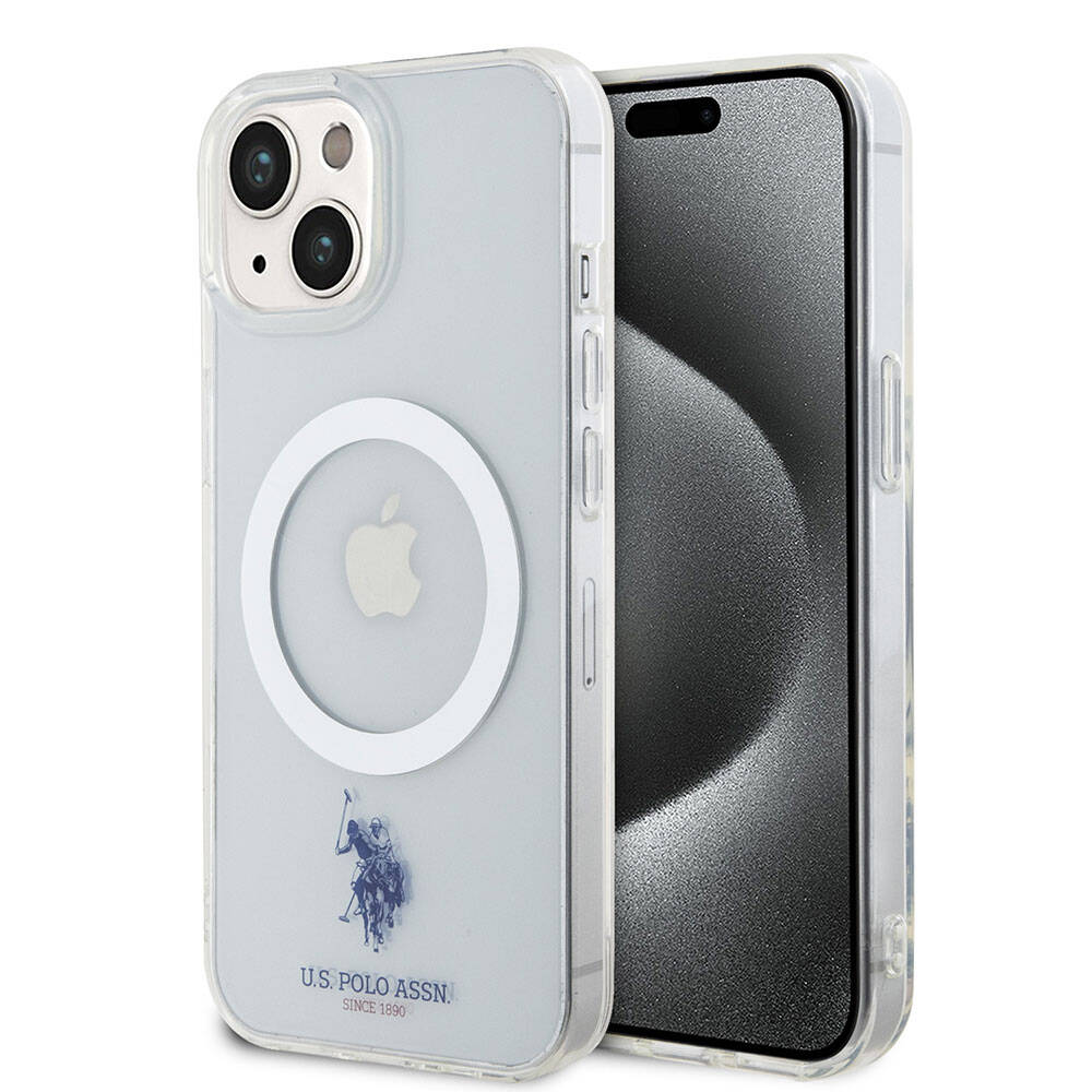 iPhone 15 Kılıf U.S. Polo Assn. Orjinal Lisanslı M-safe Şarj Özellikli Transparan Tasarım Kapak