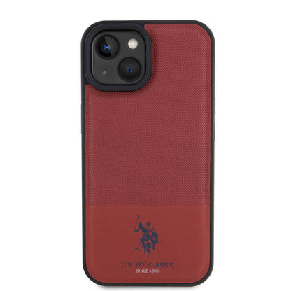 iPhone 15 Kılıf U.S. Polo Assn. Orjinal Lisanslı Suni Deri Arka Yüzey Baskı Logolu Örgü Desenli Kapak