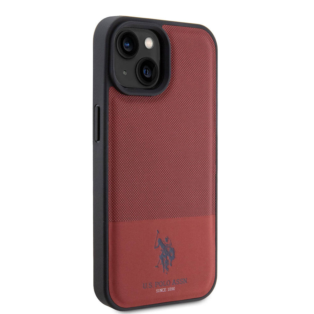 iPhone 15 Kılıf U.S. Polo Assn. Orjinal Lisanslı Suni Deri Arka Yüzey Baskı Logolu Örgü Desenli Kapak