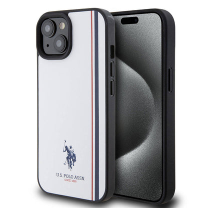 iPhone 15 Kılıf U.S. Polo Assn. Orjinal Lisanslı Üç Renk Şerit Tasarımlı Baskı Logolu Kapak