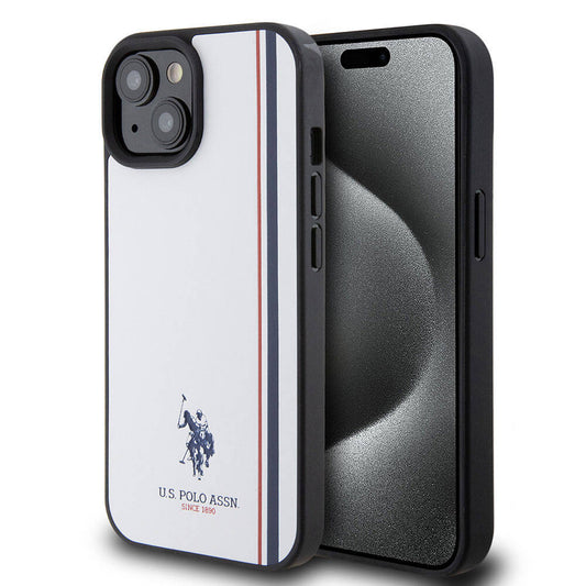 iPhone 15 Kılıf U.S. Polo Assn. Orjinal Lisanslı Üç Renk Şerit Tasarımlı Baskı Logolu Kapak