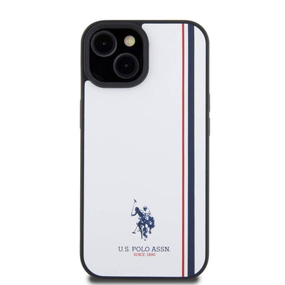 iPhone 15 Kılıf U.S. Polo Assn. Orjinal Lisanslı Üç Renk Şerit Tasarımlı Baskı Logolu Kapak