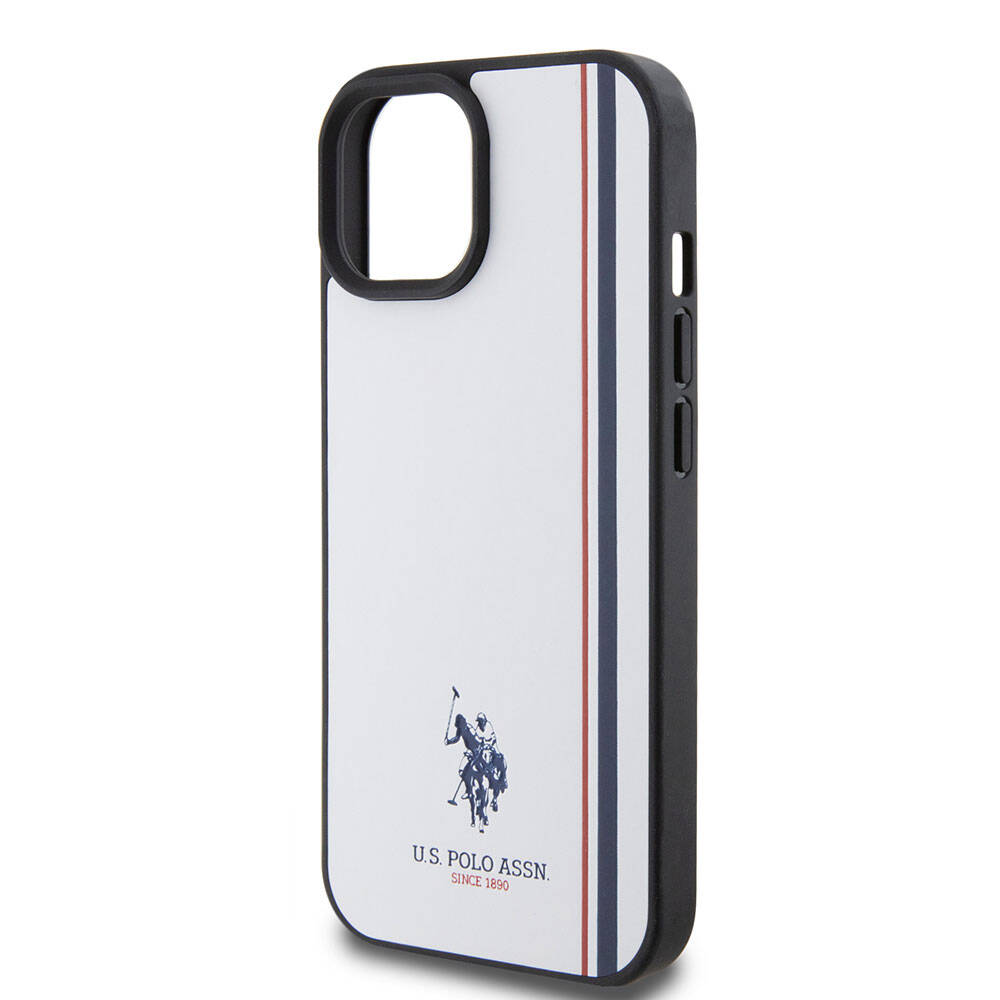iPhone 15 Kılıf U.S. Polo Assn. Orjinal Lisanslı Üç Renk Şerit Tasarımlı Baskı Logolu Kapak