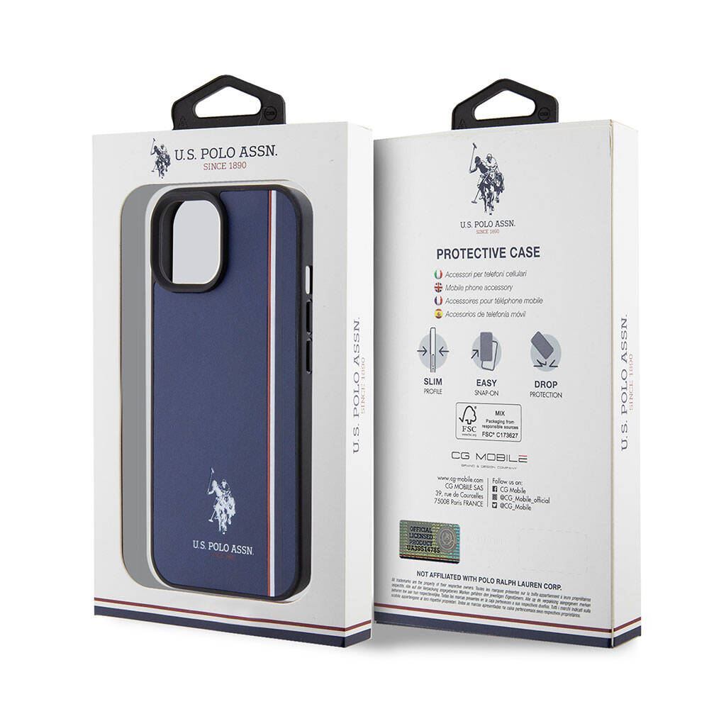iPhone 15 Kılıf U.S. Polo Assn. Orjinal Lisanslı Üç Renk Şerit Tasarımlı Baskı Logolu Kapak