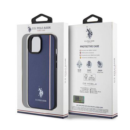 iPhone 15 Kılıf U.S. Polo Assn. Orjinal Lisanslı Üç Renk Şerit Tasarımlı Baskı Logolu Kapak