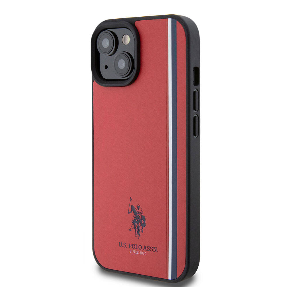 iPhone 15 Kılıf U.S. Polo Assn. Orjinal Lisanslı Üç Renk Şerit Tasarımlı Baskı Logolu Kapak