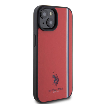 iPhone 15 Kılıf U.S. Polo Assn. Orjinal Lisanslı Üç Renk Şerit Tasarımlı Baskı Logolu Kapak