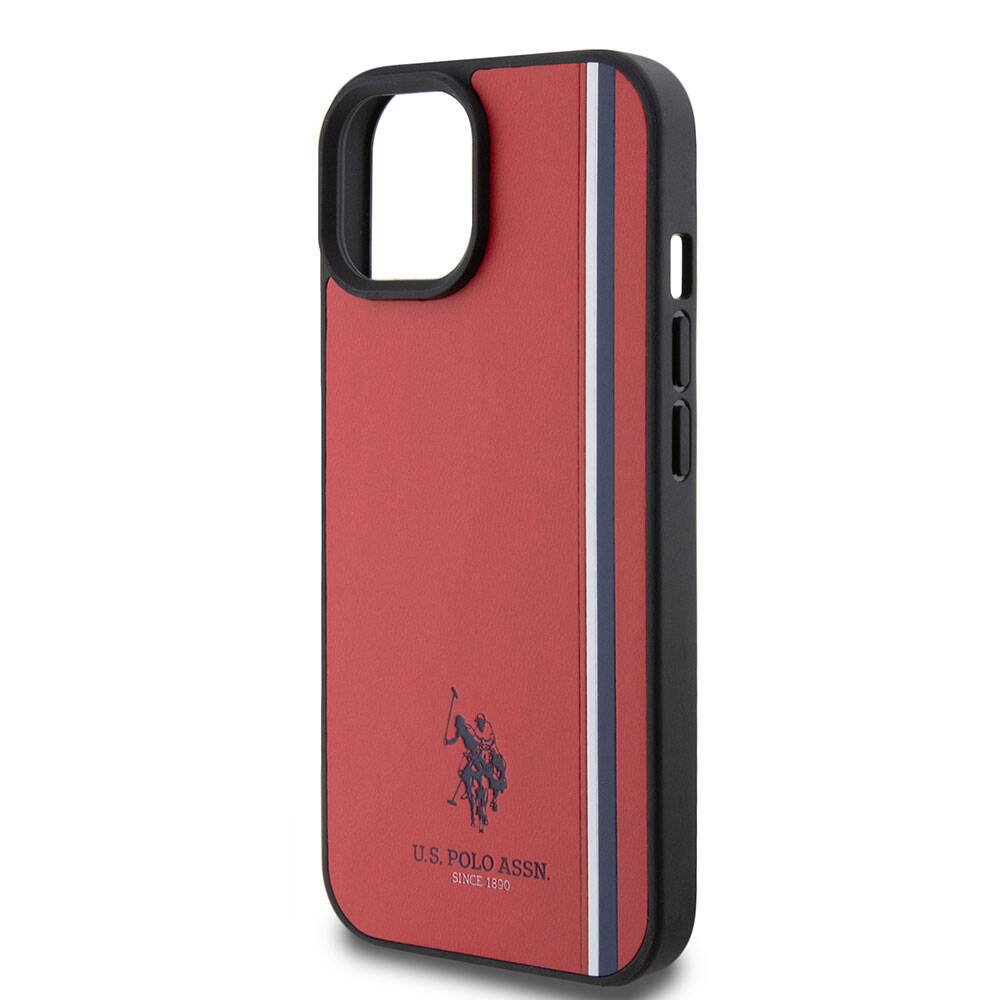 iPhone 15 Kılıf U.S. Polo Assn. Orjinal Lisanslı Üç Renk Şerit Tasarımlı Baskı Logolu Kapak