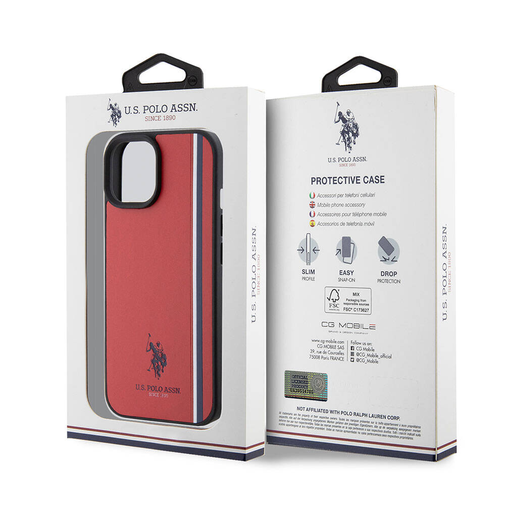 iPhone 15 Kılıf U.S. Polo Assn. Orjinal Lisanslı Üç Renk Şerit Tasarımlı Baskı Logolu Kapak