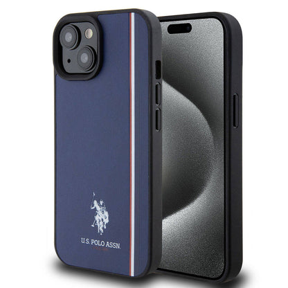 iPhone 15 Kılıf U.S. Polo Assn. Orjinal Lisanslı Üç Renk Şerit Tasarımlı Baskı Logolu Kapak