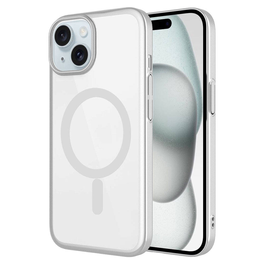 Apple iPhone 15 Kılıf Wireless Şarj Özellikli Sert PC Zore Mat Riksos M-safe Kapak