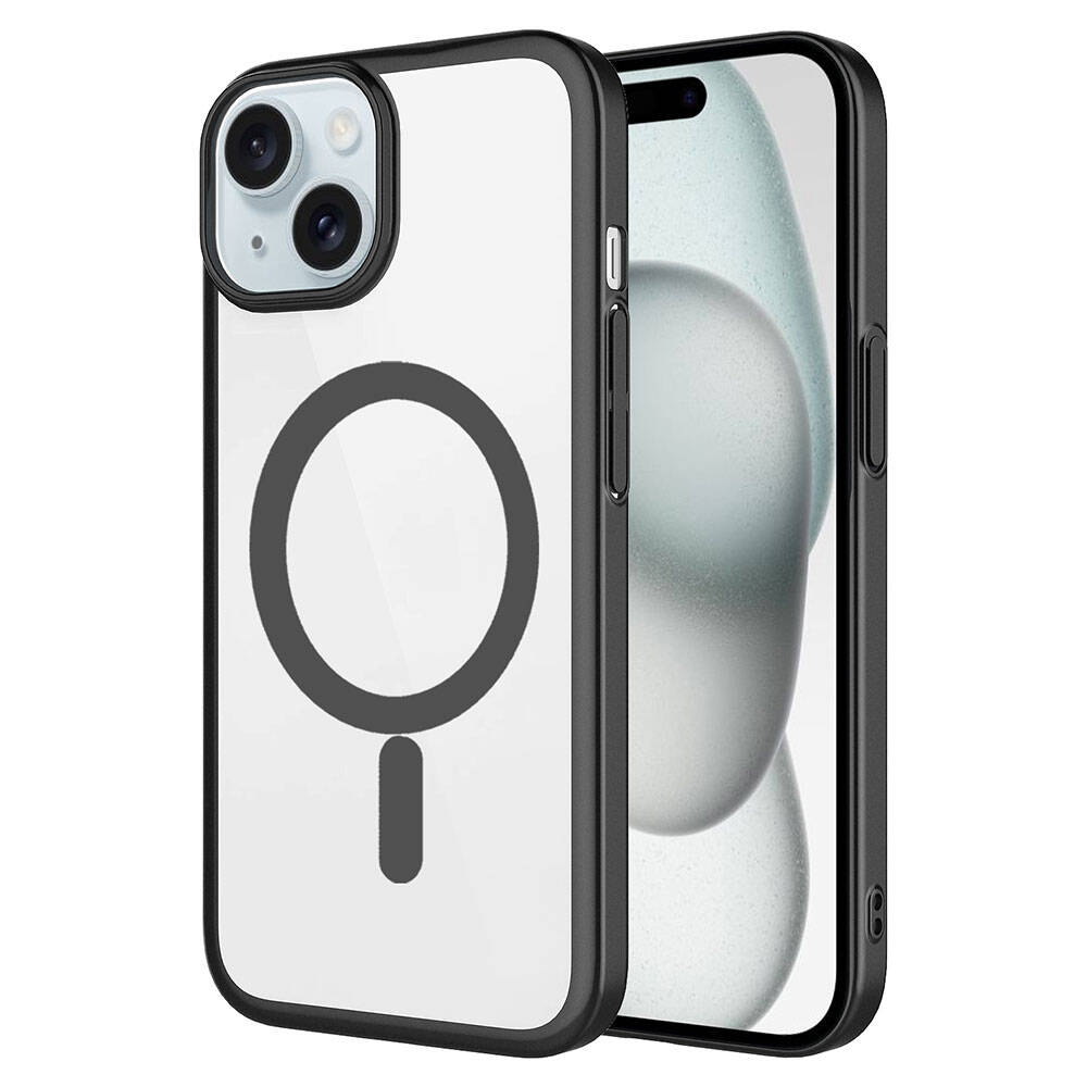Apple iPhone 15 Kılıf Wireless Şarj Özellikli Sert PC Zore Mat Riksos M-safe Kapak