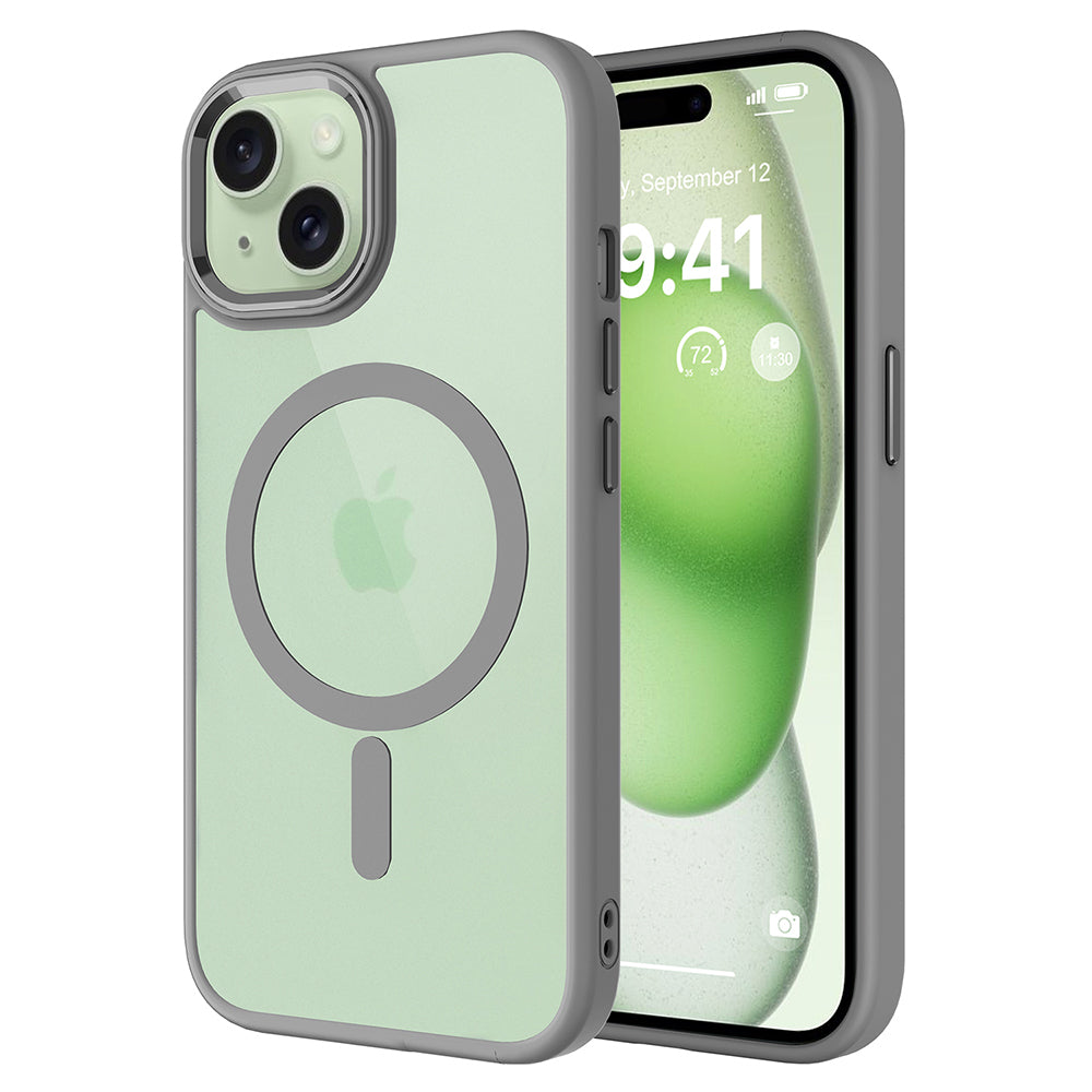 Apple iPhone 15 Kılıf Wireless Şarj Özellikli Zore Krom M-safe Silikon Kapak