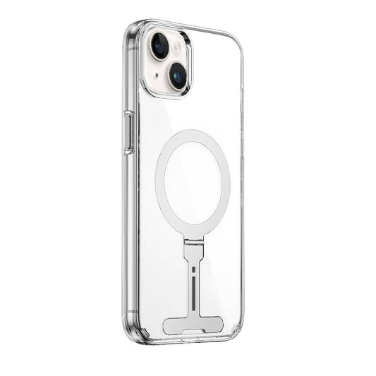 iPhone 15 Kılıf Wiwu FYY-014 M-safe Şarj Özellikli Alüminyum Alaşım Metal Standlı Şeffaf Kapak