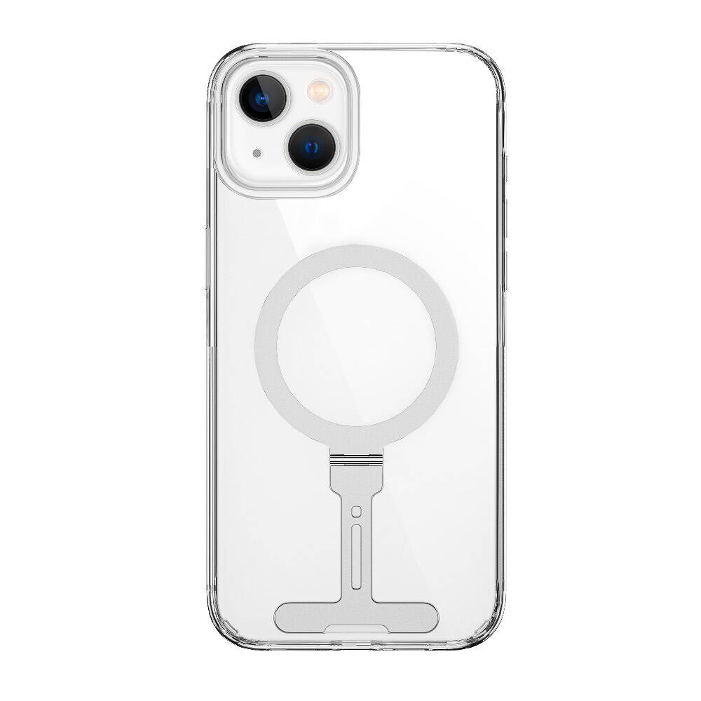 iPhone 15 Kılıf Wiwu FYY-014 M-safe Şarj Özellikli Alüminyum Alaşım Metal Standlı Şeffaf Kapak