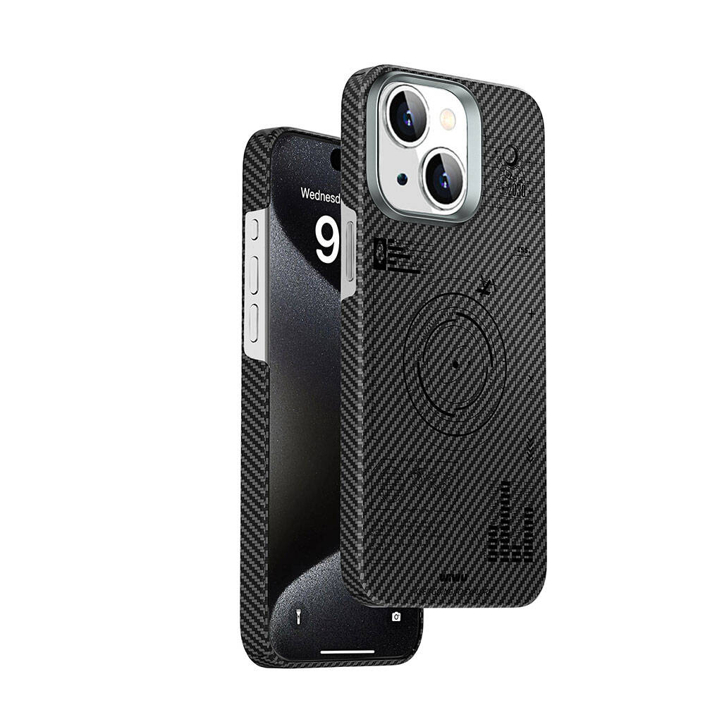 iPhone 15 Kılıf Wiwu KJZ-017 Karbon Fiber 600D Explore Kevlar Kapak