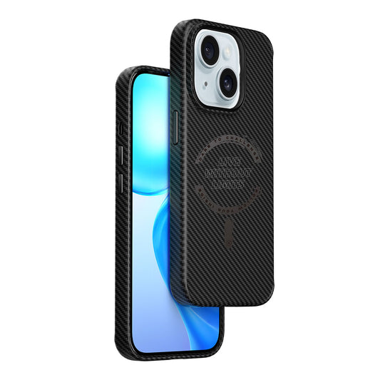 iPhone 15 Kılıf Wiwu LCC-107 Karbon Fiber M-safe Şarj Özellikli Kamera Korumalı Kabon Kapak