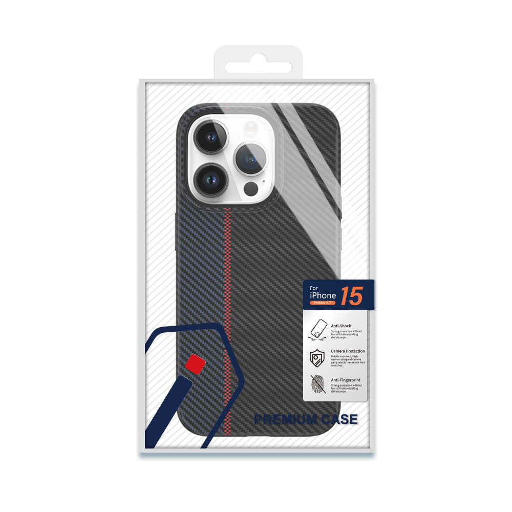 iPhone 15 Kılıf Wiwu LCC-107 Karbon Fiber M-safe Şarj Özellikli Kamera Korumalı Kabon Kapak