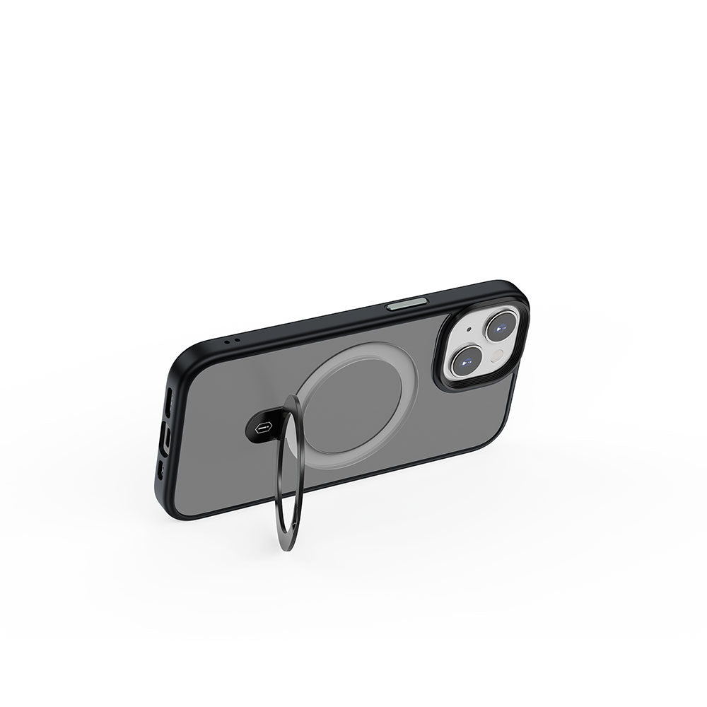 iPhone 15 Kılıf Wiwu ZMM-010 M-safe Şarj Özellikli Mat Arka Yüzey Standlı Kapak