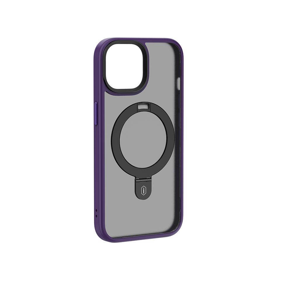 iPhone 15 Kılıf Wiwu ZMM-010 M-safe Şarj Özellikli Mat Arka Yüzey Standlı Kapak