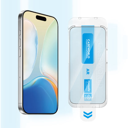 Apple iPhone 15 Plus CaseWorld Applicator Serisi 2.5D Eyesafe Mavi Işık Teknolojili Safir 0.33mm Temperli Cam Ekran Koruyucu + Uygulama Aparatı