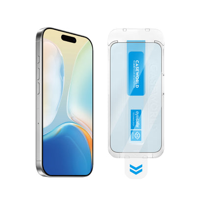 Apple iPhone 15 Plus CaseWorld Applicator Serisi 2.5D Eyesafe Mavi Işık Teknolojili Safir 0.33mm Temperli Cam Ekran Koruyucu + Uygulama Aparatı
