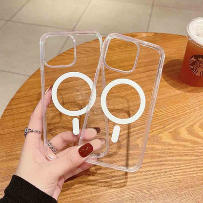 Apple iPhone 15 Plus Kamera Korumalı M-Safe Şarj Özellikli Şeffaf Zore London Sert PC Kapak