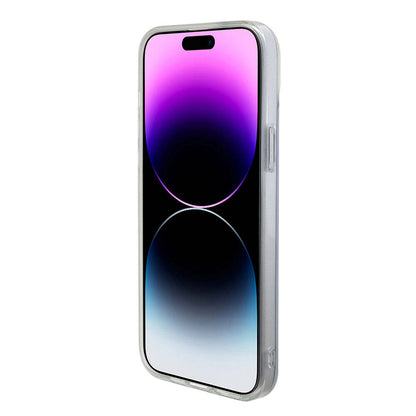 iPhone 15 Plus Kılıf Guess Orjinal Lisanslı M-safe Şarj Özellikli Yazı Logolu Iridescent Kapak