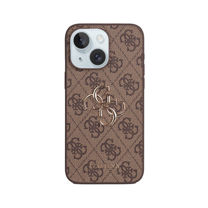 iPhone 15 Plus Kılıf Guess Orjinal Lisanslı PU Deri 4G Büyük Metal Logolu Çapraz Vücut Askılı Kapak