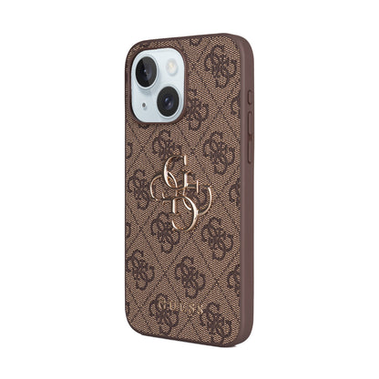 iPhone 15 Plus Kılıf Guess Orjinal Lisanslı PU Deri 4G Büyük Metal Logolu Çapraz Vücut Askılı Kapak