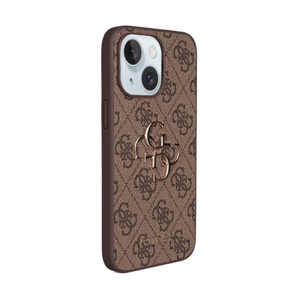 iPhone 15 Plus Kılıf Guess Orjinal Lisanslı PU Deri 4G Büyük Metal Logolu Çapraz Vücut Askılı Kapak