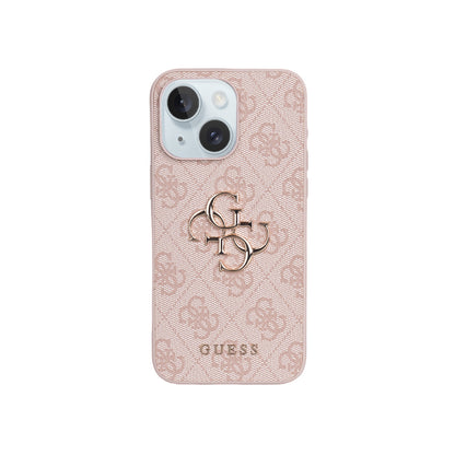 iPhone 15 Plus Kılıf Guess Orjinal Lisanslı PU Deri 4G Büyük Metal Logolu Çapraz Vücut Askılı Kapak