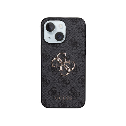 iPhone 15 Plus Kılıf Guess Orjinal Lisanslı PU Deri 4G Büyük Metal Logolu Çapraz Vücut Askılı Kapak